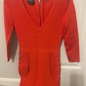 Bebe Scarlet Long Sleeve Bandage Dress
